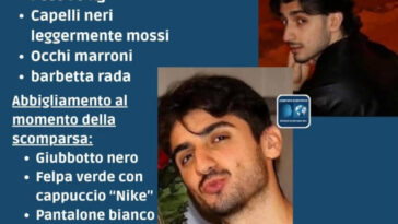 Scheda con foto e descrizione fisica di Marco Giosa, il 23enne scomparso