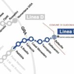 Mappa del prolungamento della metro B di Roma con il tracciato blu che da Rebibbia si estende verso est, includendo le nuove stazioni San Basilio, Torraccia, Casal Monastero, Tecnopolo, Settecamini e Setteville, oltre il Grande Raccordo Anulare.